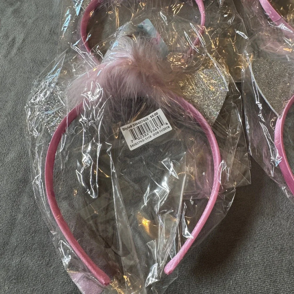 OshKosh Kids 6pc Headband Hat Clip Set OS Pink Glitter Unicorn Party Birthday
